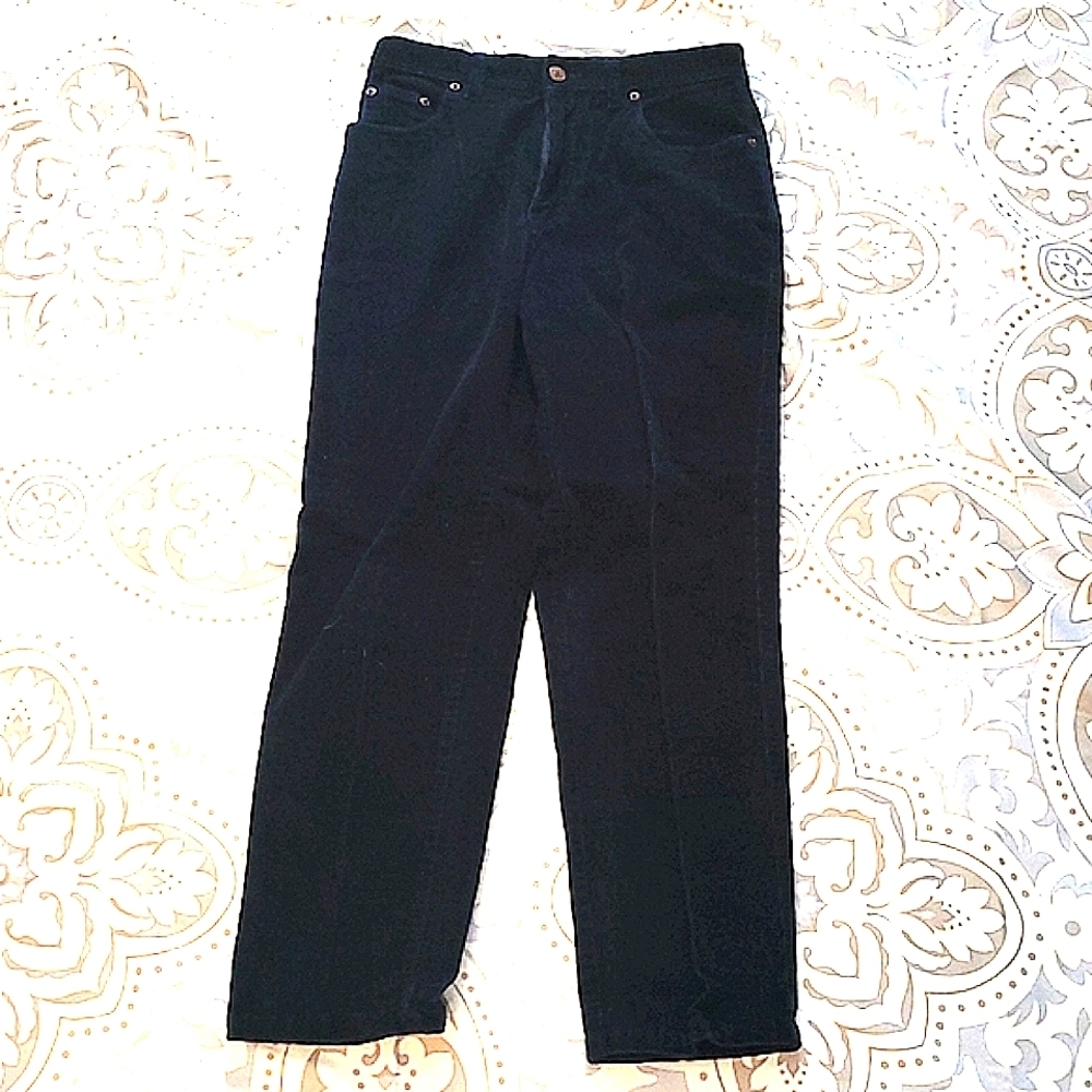 Pants Navy Blue corduroy Petite Straight leg stretch Classic Preppy